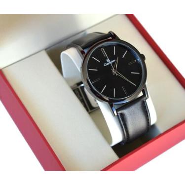 Imagem de Relogio Champion Masculino Preto Couro Classico CN20711D