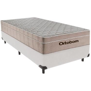 Imagem de Cama Box Solteiro Branco+colchão Airtech Molas Ortobom