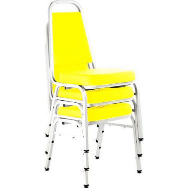 Imagem de Kit com 3 Cadeiras Empilháveis Linha Hotel Plus Amarelo