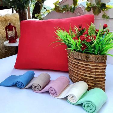 Imagem de Fronha Malha 100% Algodão Lisa Par Linha Trento Camitália  Rosa 2 peças