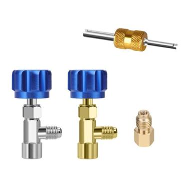 Imagem de NATEFEMIN R1234YF Acoplador Rápido Lado do Carro Mangueira Auto Ar Condicionado 1/10.2 cm Fêmea para 1/5.1 cm Adaptador Conector Ferramenta de Encaixe com Autovedação e Perfuração