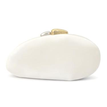 Imagem de Bolsa clutch de designer para mulheres, elegante bolsa formal de couro PU, bolsa pequena para festas, casamentos, Branco