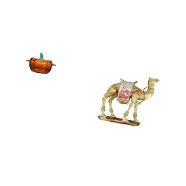 Imagem de Fenteer Prato de Doces de Vidro em Formato de Abóbora com Tampa E Estátua de Animal de Resina de para Prateleira de Entrada, Decoração de Sala de Estar