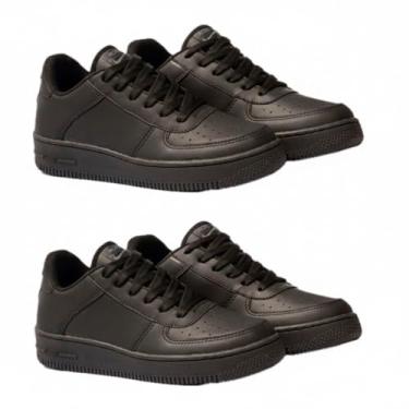 Imagem de Kit 2 Tênis Masculino Force Sneaker Classic Confortável Leve e Casual Dia a Dia e Treino (Preto + Preto, BR, Adulto, Numérico, 39)