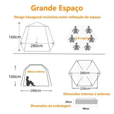 Imagem de Barraca Camping Grande Automática 5 a 8 Pessoas Tela Anti Mosquito Mon