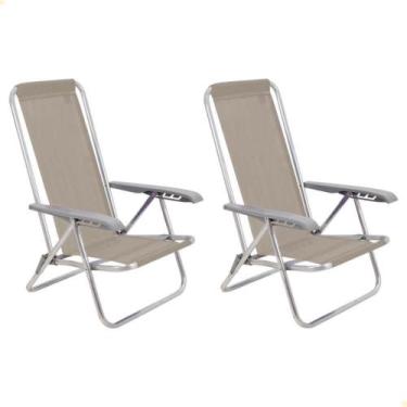 Imagem de Kit 02 Cadeiras de Praia Reclin. Tramontina Bali Baixa Alumínio c/ Ass