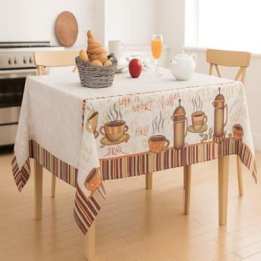 Imagem de Toalha de Mesa Quadrada Oxford para 4 Cadeiras – Elegante Durável e Ideal para Decoração de Cozinha (COFFE MARROM)