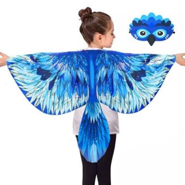 Imagem de Fantasia iRolewin Bird Wings para crianças com faixa de cabeça azul