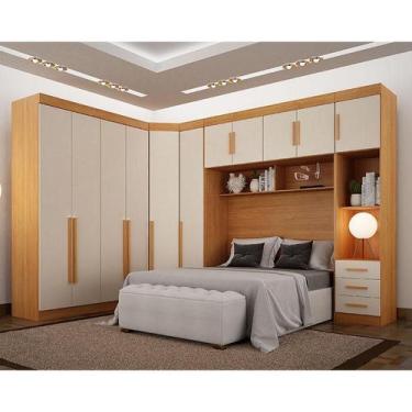 Imagem de Quarto de Casal Modulado 11 Portas Orion Ambiente Cinamomo Off White -