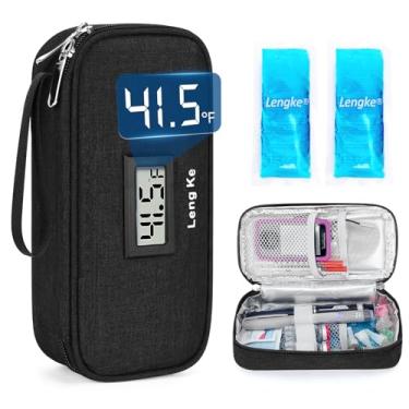 Imagem de YOUSHARES Estojo de viagem para refrigerador de insulina - Bolsa de resfriamento de caneta de medicamentos para diabéticos aprovada pela TSA com visor de temperatura, organizador de suprimentos para
