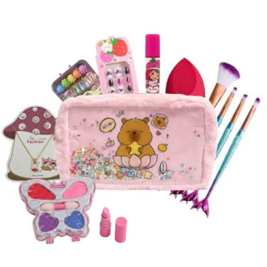 Imagem de Kit Maquiagem Infantil 36 Peças Hipoalergênico – Mini Mochila ou Necessaire