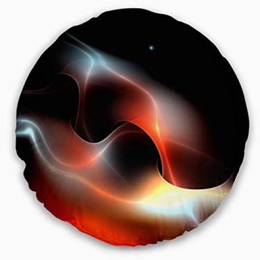 Imagem de Design fractal vermelho preto quente vermelho sala de estar redonda, sofá, almofada de alta qualidade + capa de almofada impressa em ambos os lados 50 cm