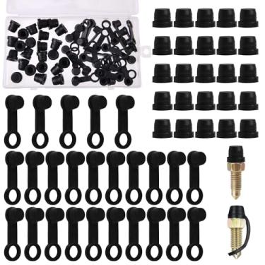 Imagem de LEONTOOL 50 peças de tampas de encaixe de graxa, tampa de sangria de freio preta, tampas de válvula de sangria de acessórios para carros, tampa de encaixe de graxa, capa de borracha contra poeira com