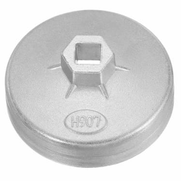 Imagem de HARFINGTON Chave de tampa de filtro de óleo 15 canais 89 mm diâmetro interno 1/5.1 cm unidade quadrada tipo copo de alumínio unidade métrica filtro de óleo ferramenta de remoção de soquete de filtro