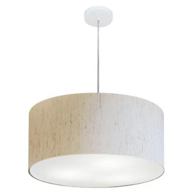 Imagem de Lustre Pendente Cilíndrico Vivare Md-4320 Cúpula Em Tecido 50x25cm - Bivolt Linho Bege 127/220v