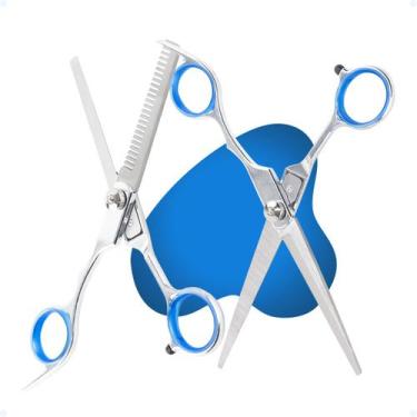 Imagem de Kit Tesoura Barbearia Profissional Fio Laser E Desbaste Inox - Cartizz