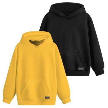 Imagem de Kit Moletom Canguru Infantil Liso Básico com Capuz e Bolso-Unissex