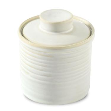 Imagem de Hasense Panela de manteiga de cerâmica com tampa, design de linha de água para bancada, manteiga francesa, manteiga para espalhar, decoração moderna de casa e cozinha, presente de inauguração, branco