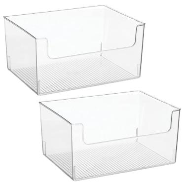 Imagem de mDesign Grande Cesto Organizador de Armazenamento Frontal Aberto de Plástico Moderno para Organização de Cozinha - Prateleira, Armário, Armário e Decoração de Organização de Despensa - Coleção Ligne -