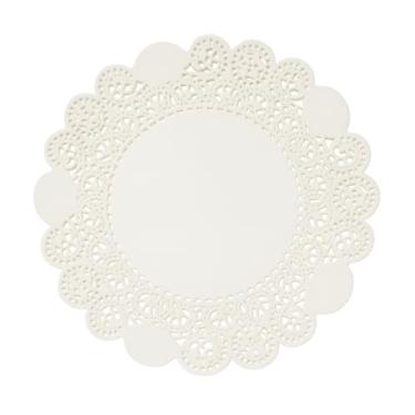 Imagem de Heyiwell 250 peças descartáveis descartáveis de papel à prova de graxa, jogo americano de renda branca a granel para bolos, sobremesas, artesanato (15 cm)