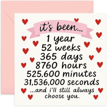 Imagem de Lindo cartão de aniversário de casamento para esposa marido namorada namorado, um ano, anos, semanas, dias, horas, segundos, design romântico - quadrado, em branco por dentro com envelope premium