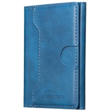 Imagem de LaiYHe Carteira magnética, 6 compartimentos para cartão, flip de couro PU, telefone minimalista fino, compatível com telefones e capas MagSafe, para iPhone 17/16/15/14/13/12/Pro/Max/Plus (MW20-azul)