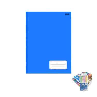 Imagem de Kit Caderno Brochurão 1 Matéria Capa Dura 96 Folhas + Caneta Trigel Metálica 10 Cores + Marca Texto Lumini Pastel 6 Cores