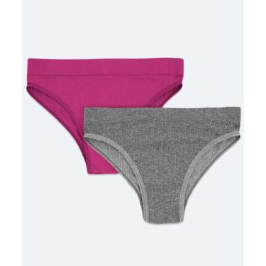Imagem de Kit 2 Calcinhas Biquíni Canelada Sem Costura DelRio-13468, G, Cinza, R