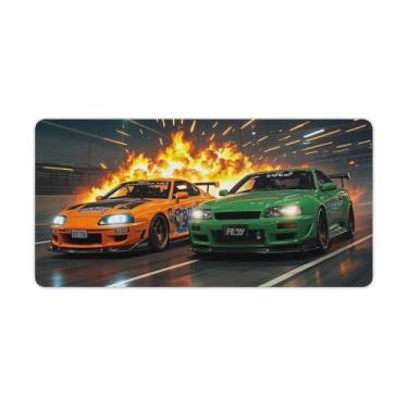 Imagem de HouLaiZhe Anime JDM Sports Car R34 Vs Super Speed Gaming Mouse Pads JDM Car Desk Pads Grandes Mousepads para Teclado Desktop Tapete de Computador 30 x 60 cm