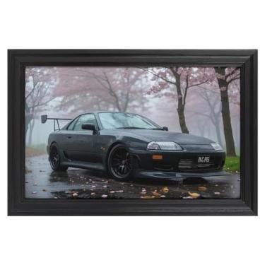 Imagem de HouLaiZhe JDM Tapetes de mesa para carro, árvore de cerejeira, JDM R32, mouse pads para jogos, tapetes de mesa grandes para teclado de mesa, tapete de computador 24 x 16 polegadas (60 x 40 cm)