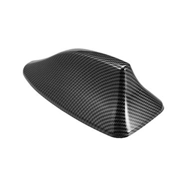 Imagem de X AUTOHAUX Antena em formato de barbatana de tubarão para carro, acabamento de cobertura aérea, decoração externa, padrão de fibra de carbono preto para BMW F10 F11 F18 F01 F02 M5
