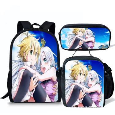 Imagem de Conjunto de mochilas escolares Sevens Deadly Sins Meliodas para crianças, 3 unidades