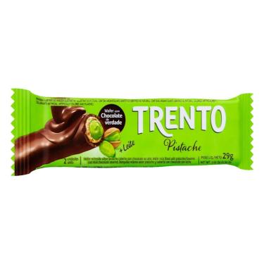 Imagem de Chocolate Trento Wafer Recheado Sabor Pistache com Cobertura de Chocolate ao Leite 29g