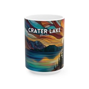 Imagem de Scacco Matto Caneca Crater Lake – Caneca de café de cerâmica com paisagem azul escuro em acrílico abstrato, 325 g ou 425 g