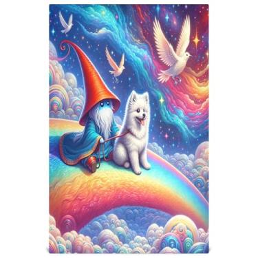 Imagem de Joisal Conjunto de toalhas de prato de cozinha de inverno decorativas arco-íris coloridas toalhas de chá de mão de cachorro pano de limpeza bonito absorvente secagem rápida 45 x 71 cm, 6 pacotes