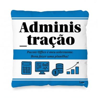 Imagem de Almofada Quadrada Profissões Administração, Microfibra com Enchimento Fibra Silicona, 30x30 cm, Verso Aveludado Preto