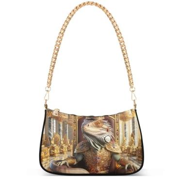 Imagem de Bolsa feminina pequena para celular flamingos rosa aquarela praia pequena bolsa de mão fofa bolsa de ombro, Lizard King Funny