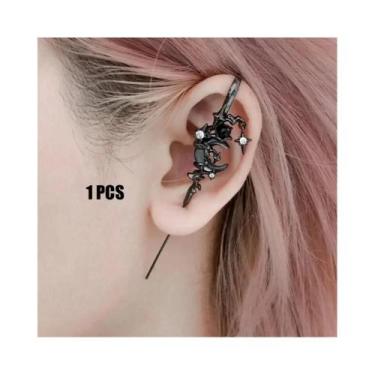Imagem de Brinco retrô gótico escuro punk rosa cruz espinho unissex piercing ore