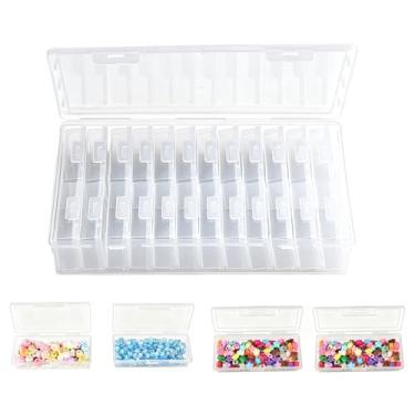 Imagem de GonGieie Caixa organizadora de 24 peças, recipientes de armazenamento de plástico transparente com tampa articulada, organizadores de artesanato e caixa de armazenamento para joias, arte de unhas