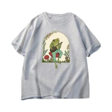 Imagem de Camiseta Feminina De Verão Em Algodão Com Estampa De Sapo Banjo E Cogu