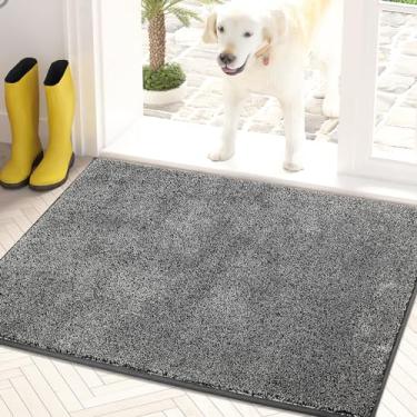 Imagem de PURRUGS Tapete de porta antisujeira 61 cm x 90 cm, tapete de entrada antiderrapante lavável na máquina, raspador de sapatos, capacho para cães, tapete de boas-vindas super absorvente para porta da