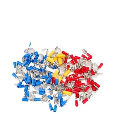 Imagem de 100 peças/conjunto multicolorido, terminal de pá de porquinho, totalmente isolado, cabo de emenda de extremidade, crimpagem, conector de terminadores elétricos