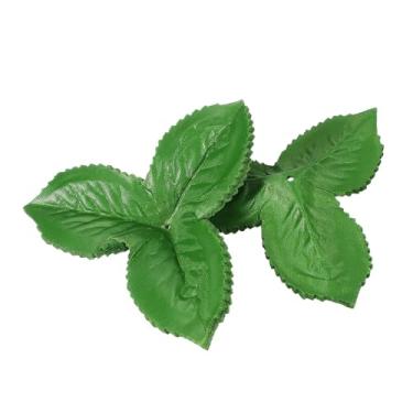 Imagem de PATIKIL Folhas verdes artificiais de 11 cm, 500 peças de folhas de vegetação, sépalas falsas, vegetação, guirlanda de folhas de rosas falsas, suprimentos para decoração de buquês de casamento