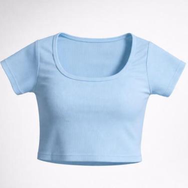 Imagem de Cropped Ribana Leve Algodão Candy Color Cor:AzulTamanho:Unico - Lush !