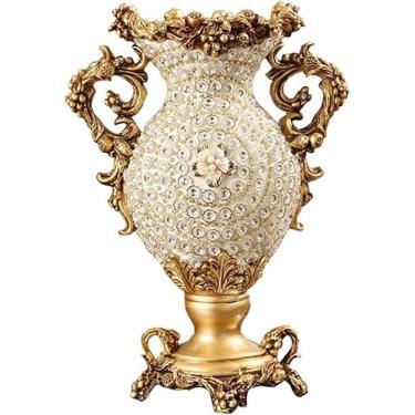 Imagem de Vasos de flores grandes de resina retrô estilo europeu para sala de estar, sala de jantar, mesa de centro de mesa, quarto, escritório, hotel, decoração de casa, vaso decorativo alto pintado à mão