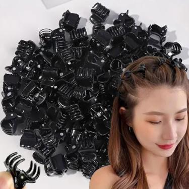 Imagem de 100 peças de grampos de cabelo pequenos para mulheres meninas preto plástico transparente rabo de cavalo acessório de cabelo acessórios para cabelo (preto)