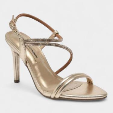 Imagem de Sandália Via Marte Strass Metalizada Feminina - Dourado, 35