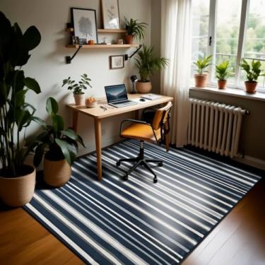 Imagem de 1 Tapete Escritório Grande Antiderrapant 200x250 Js Do Li Vr (M20 Azul - Listrado Geométrico Moderno)