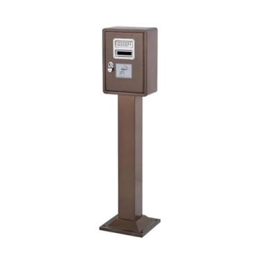 Imagem de Eliminação de pontas de cigarro Cinzeiro vertical de ferro esmaltado cozido para área externa, quadrado com trava, coluna para pontas cigarro(Brown)