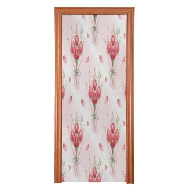 Imagem de ATTX Capa para porta da frente do buquê de aquarela dos namorados - decoração de férias de tecido elástico lavável para festas, casa, decoração de porta da frente, 912 x 79 polegadas (912)